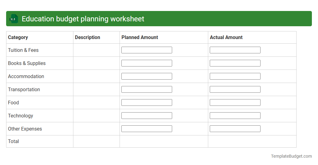 Education budget planning worksheet