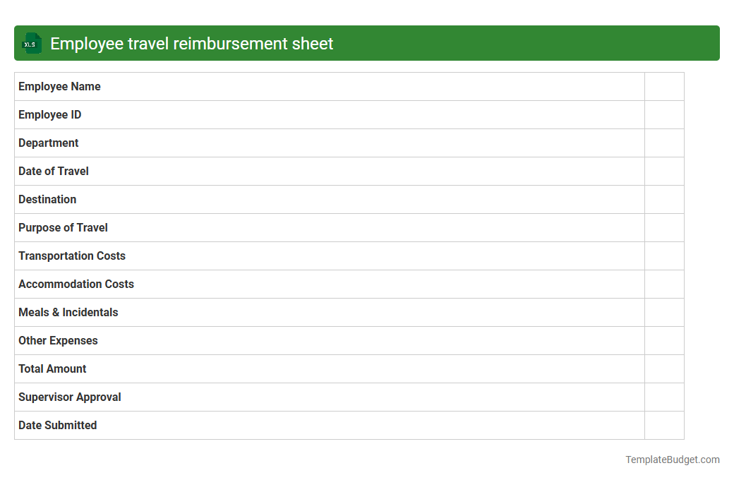 Employee travel reimbursement sheet