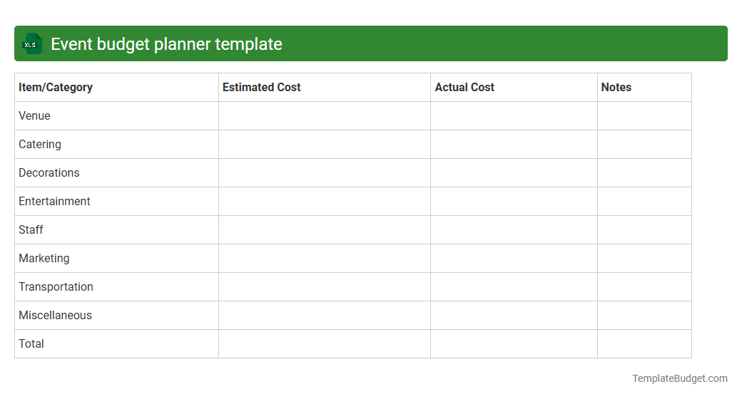 Event budget planner template