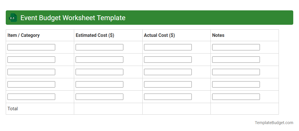 Event Budget Worksheet Template