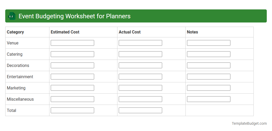 Event Budgeting Worksheet for Planners