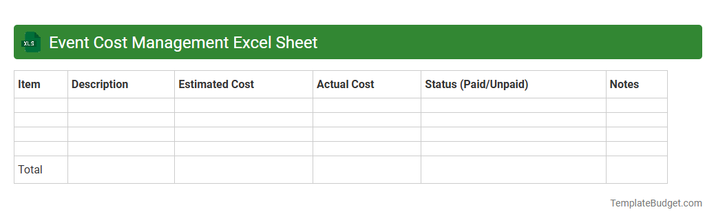 Event Cost Management Excel Sheet