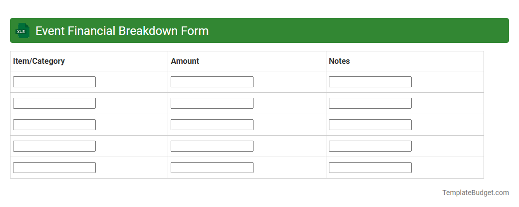 Event Financial Breakdown Form