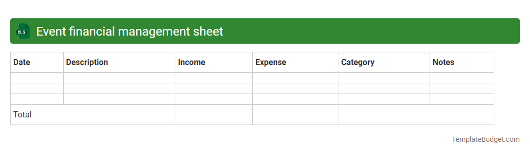Event financial management sheet