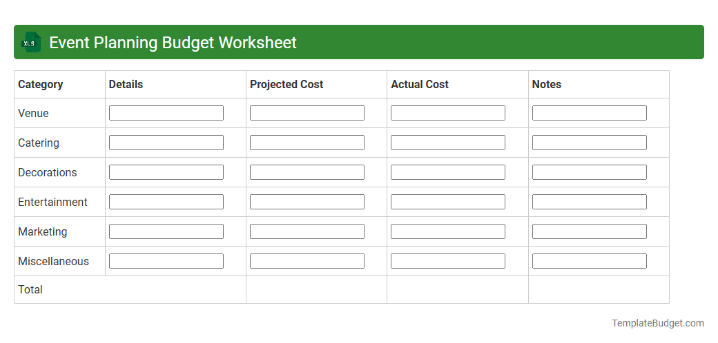 Event Planning Budget Worksheet