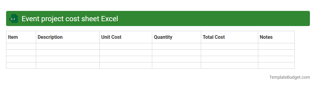 Event project cost sheet Excel