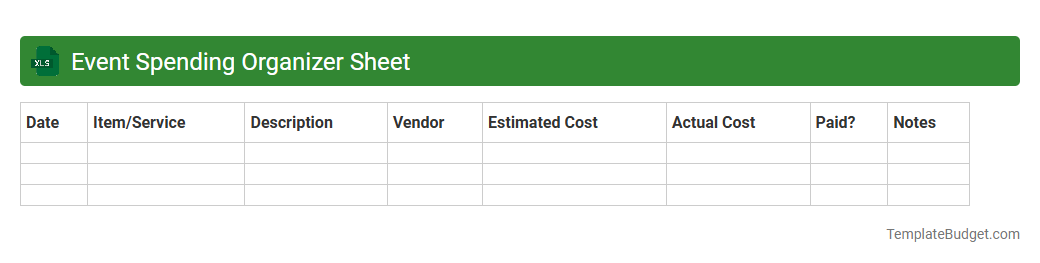 Event Spending Organizer Sheet