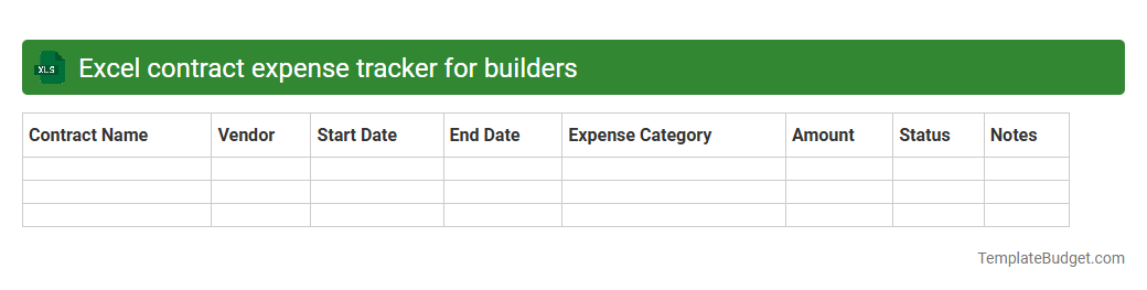 Excel contract expense tracker for builders