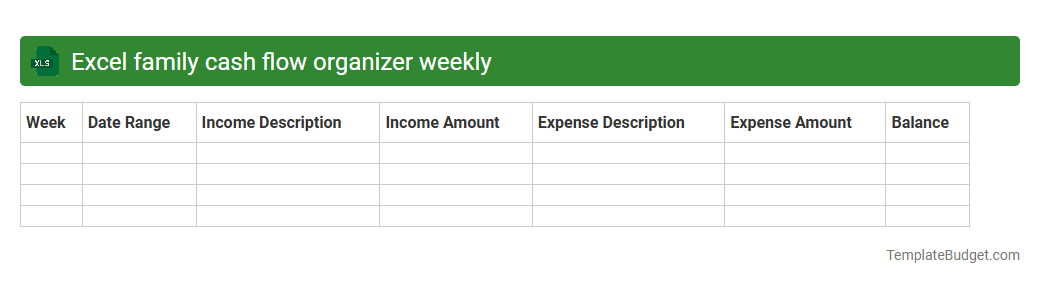 Excel family cash flow organizer weekly