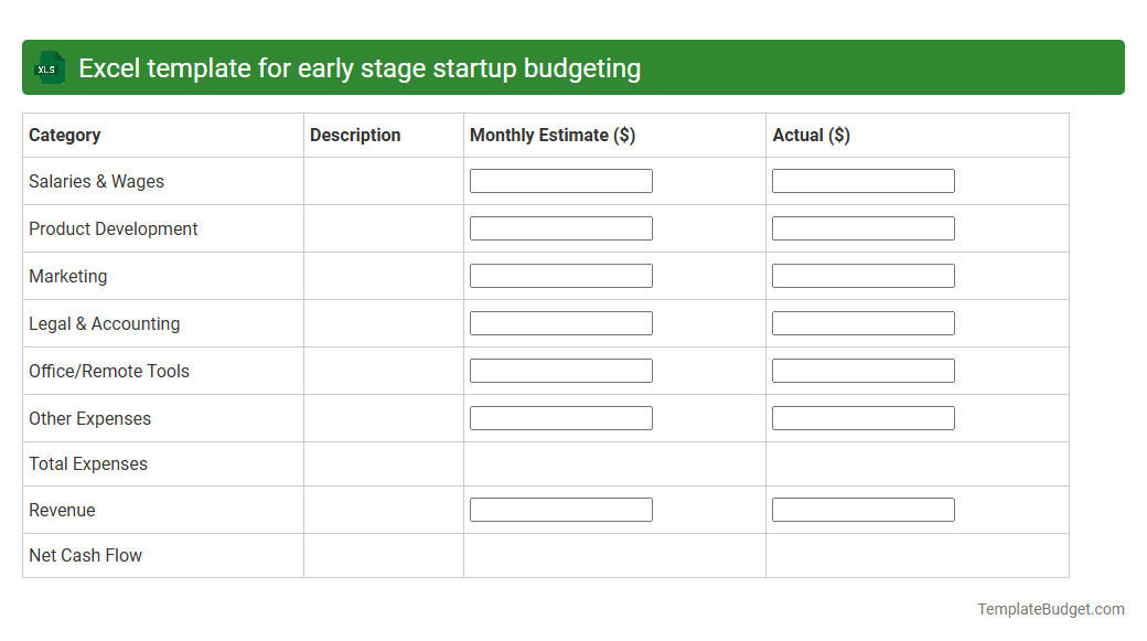 Excel template for early stage startup budgeting