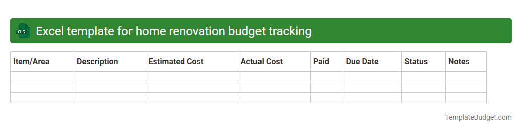 Excel template for home renovation budget tracking