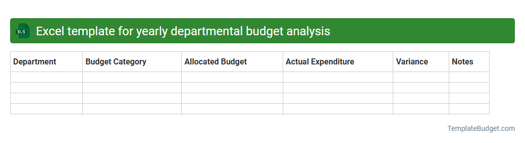 Excel template for yearly departmental budget analysis
