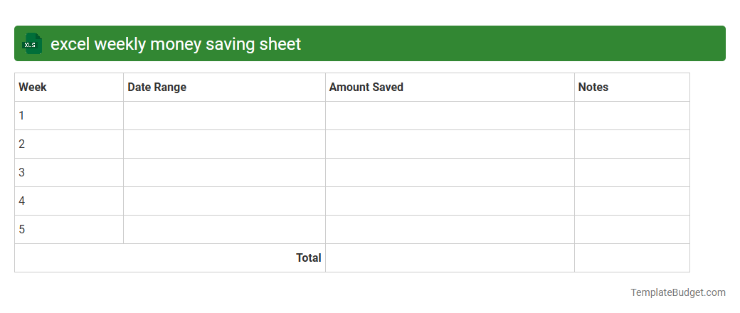 excel weekly money saving sheet