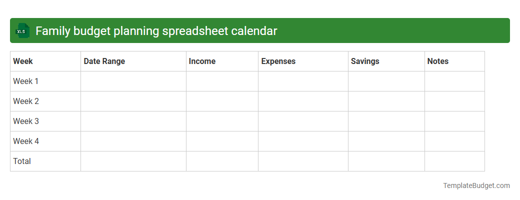 Family budget planning spreadsheet calendar