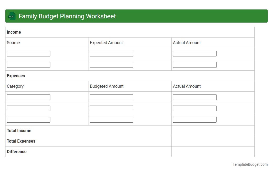 Family Budget Planning Worksheet
