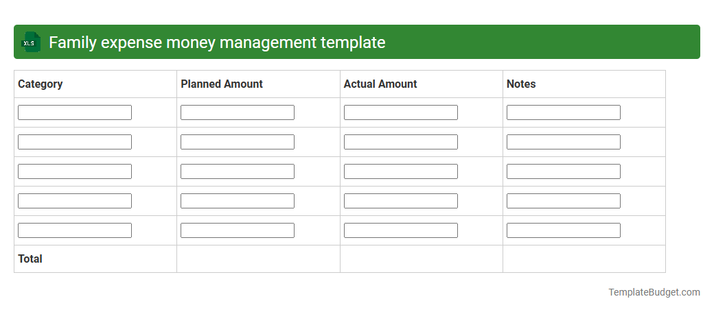 Family expense money management template