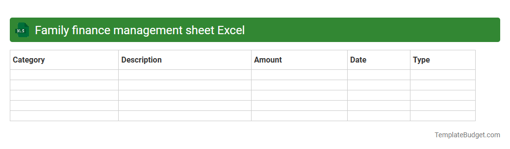 Family finance management sheet Excel