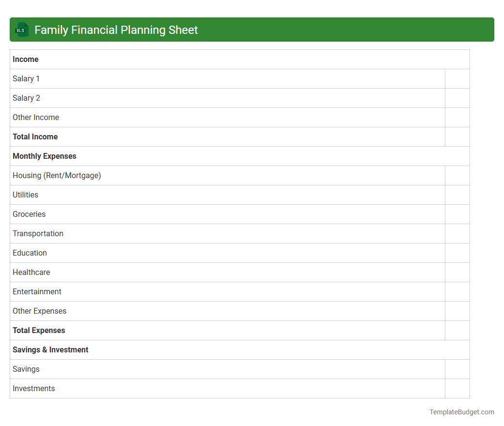 Family Financial Planning Sheet