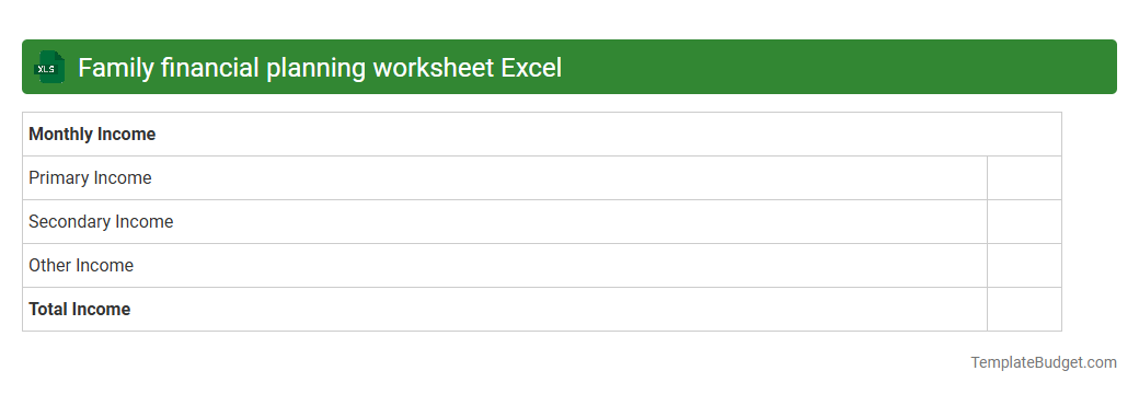 Family financial planning worksheet Excel
