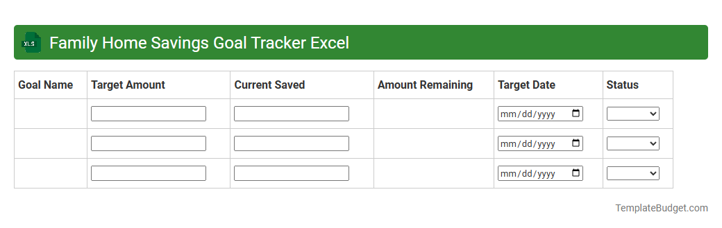 Family Home Savings Goal Tracker Excel