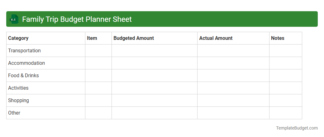 Family Trip Budget Planner Sheet
