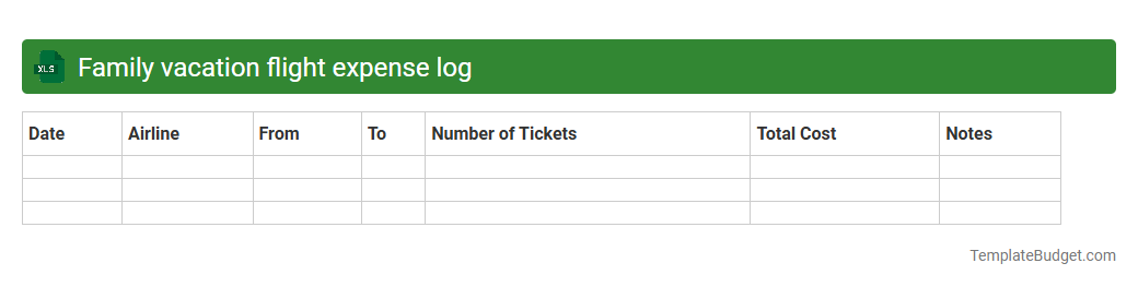 Family vacation flight expense log