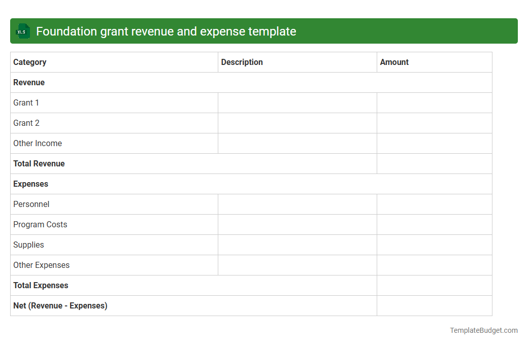 Foundation grant revenue and expense template