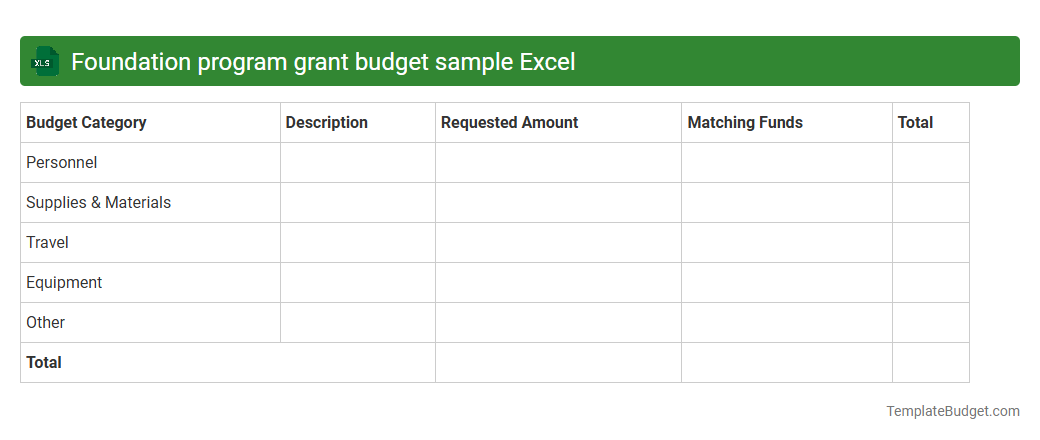 Foundation program grant budget sample Excel
