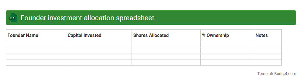 Founder investment allocation spreadsheet