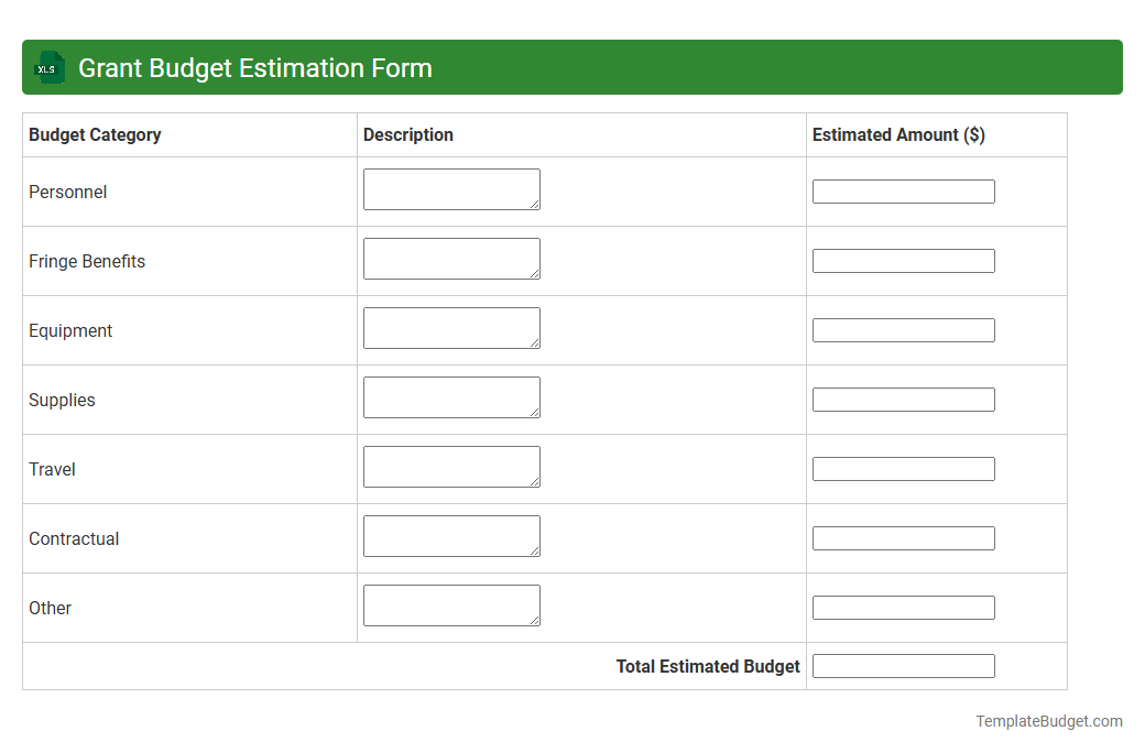 Grant Budget Estimation Form