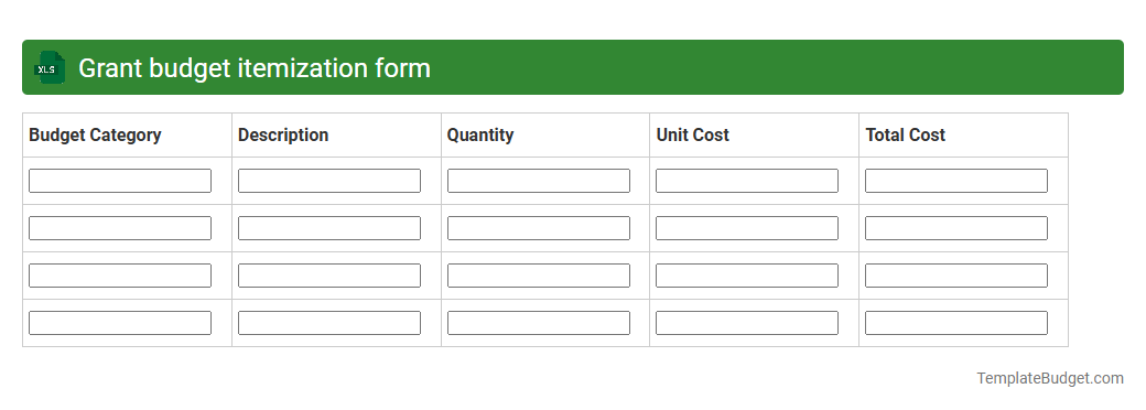 Grant budget itemization form