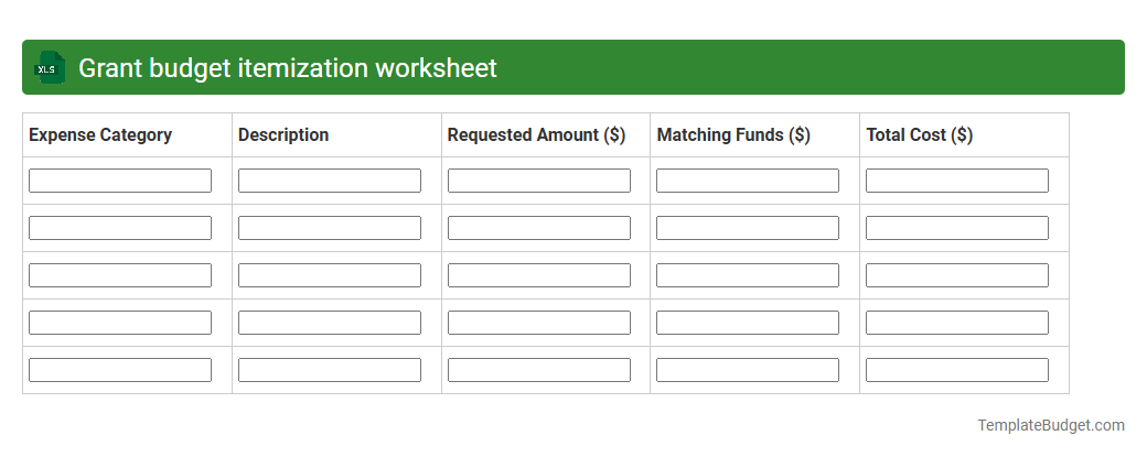 Grant budget itemization worksheet