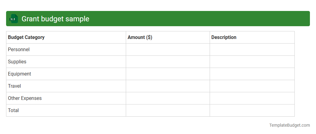 Grant budget sample