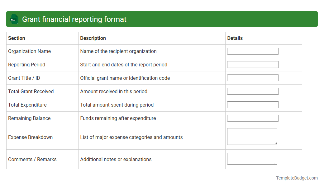 Grant financial reporting format