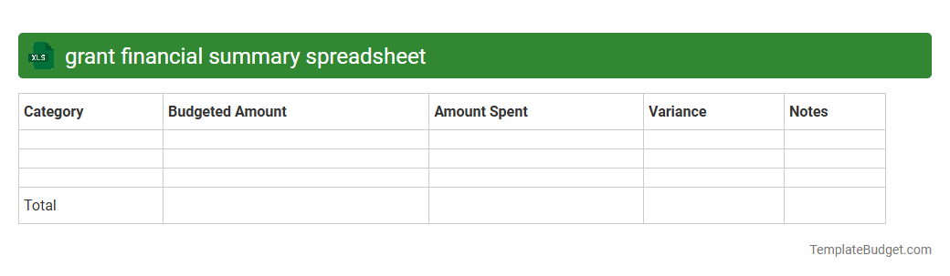 grant financial summary spreadsheet