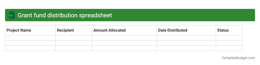Grant fund distribution spreadsheet