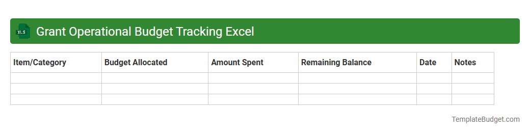 Grant Operational Budget Tracking Excel