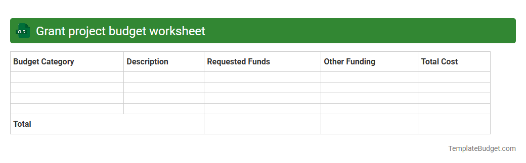 Grant project budget worksheet