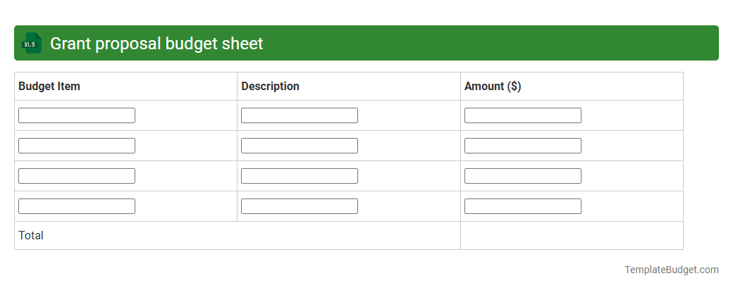 Grant proposal budget sheet