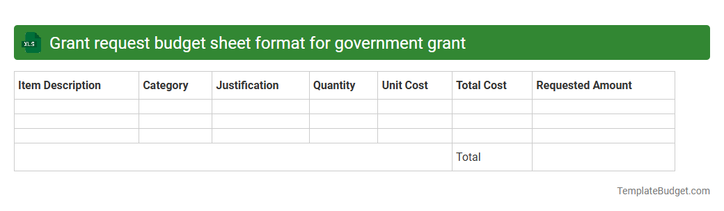 Grant request budget sheet format for government grant