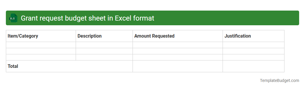 Grant request budget sheet in Excel format