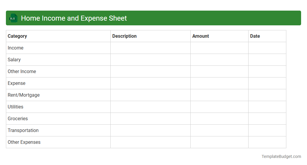 Home Income and Expense Sheet