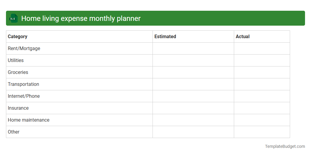 Home living expense monthly planner