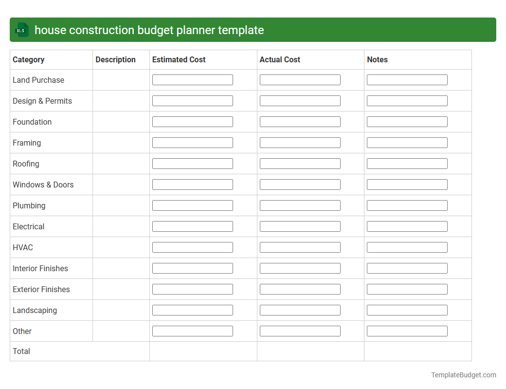 house construction budget planner template