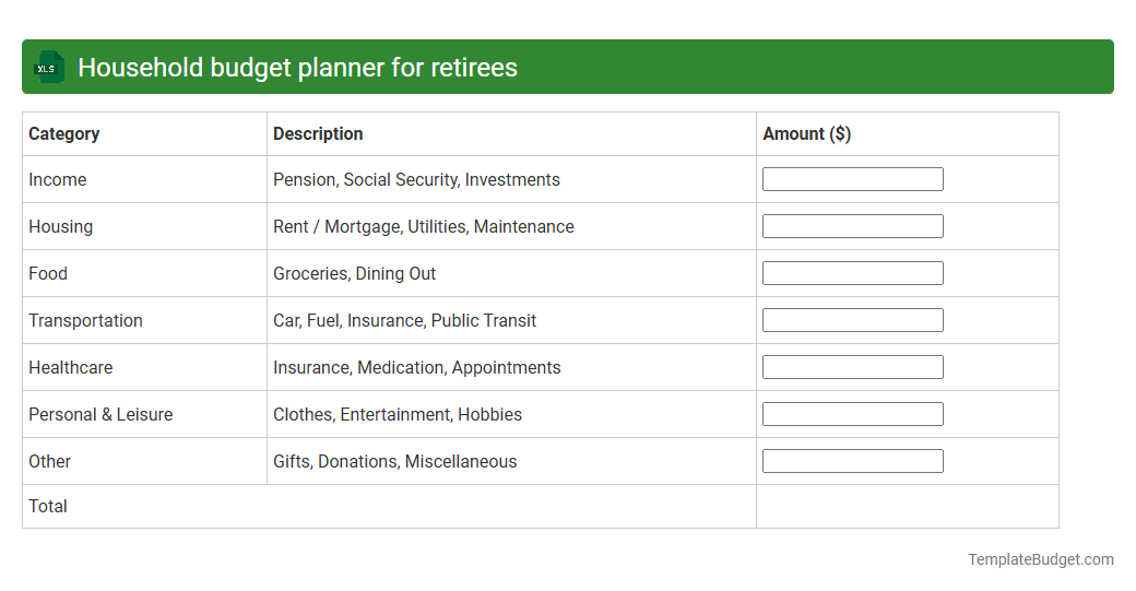 Household budget planner for retirees