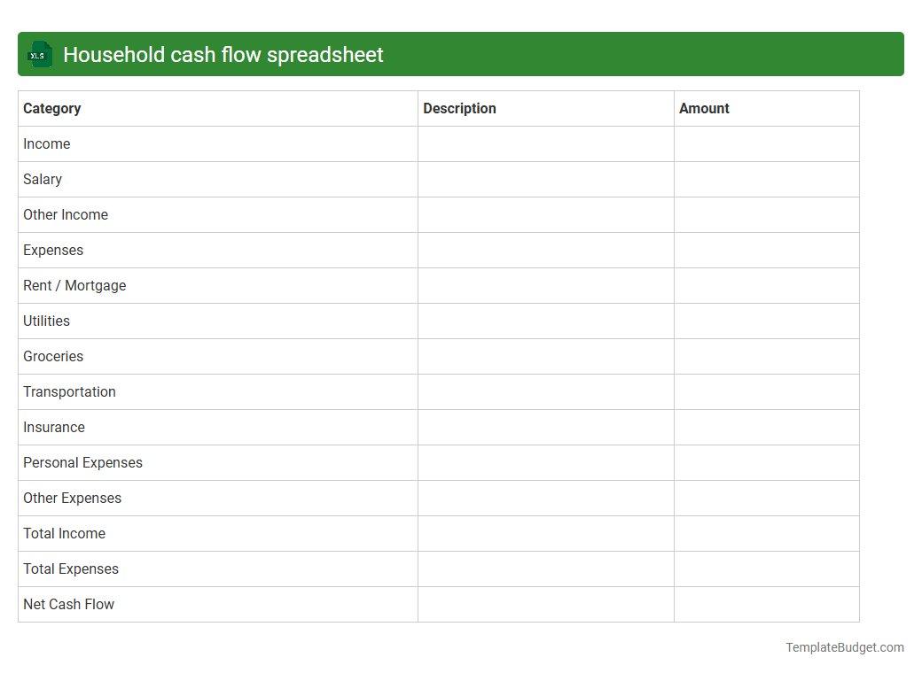 Household cash flow spreadsheet