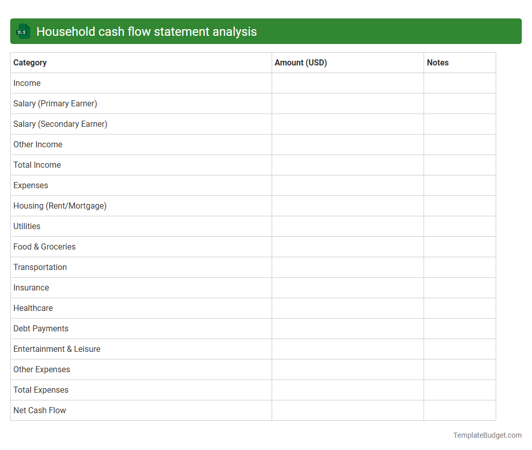 Household cash flow statement analysis