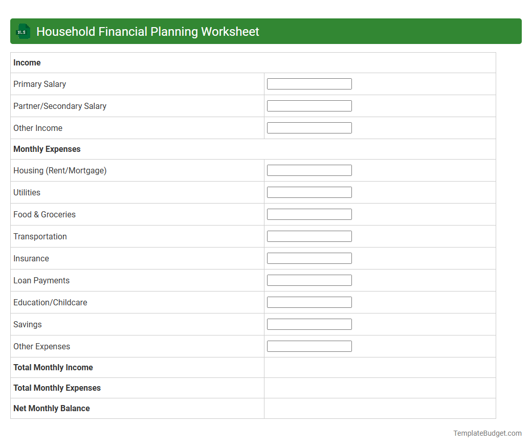 Household Financial Planning Worksheet