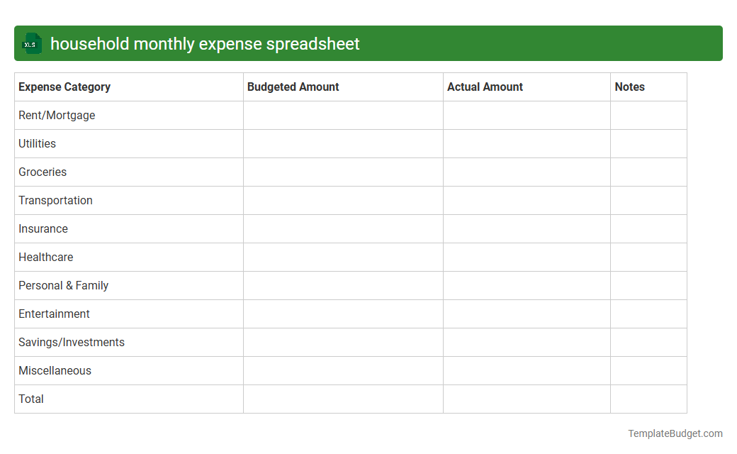 household monthly expense spreadsheet