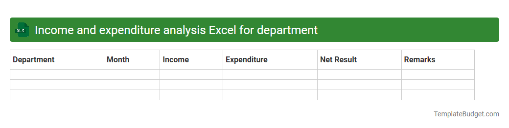 Income and expenditure analysis Excel for department